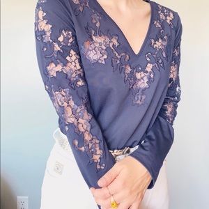 (4 for $20) 💛vintage lace detail long sleeve top
